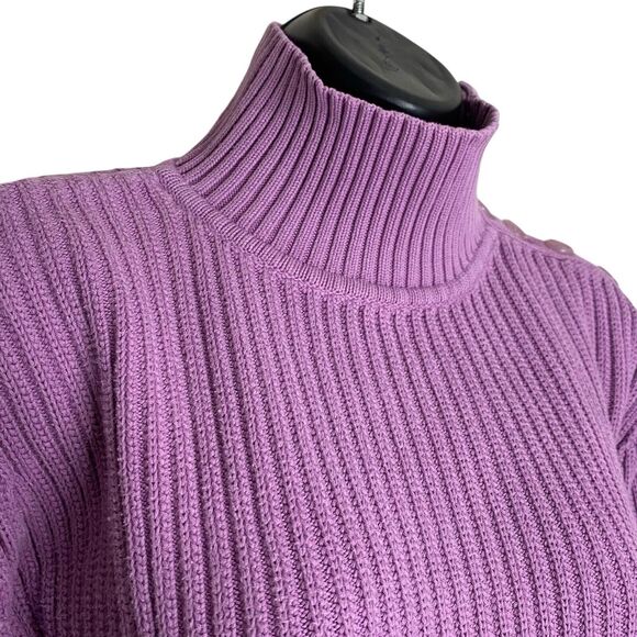 Vtg J Jill Sweater Womens S Purple Ribbed Knit Long Sleeve Pullover Mock Neck - Picture 5 of 10